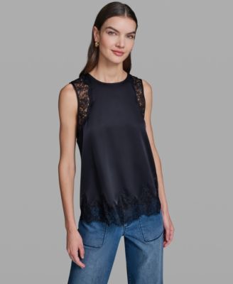Women's Sleeveless Lace Trim Cami Top