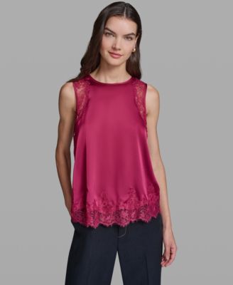 Women's Sleeveless Lace Trim Cami Top