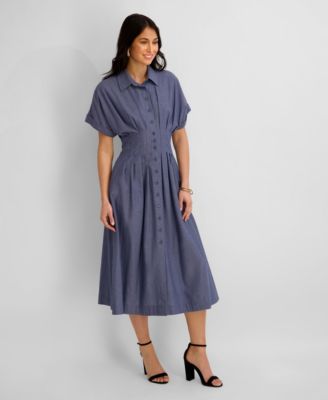 pearl denim dress Pearl Bead Studded Denim Dress main image 1