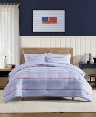 Lido Stripe Washed Microfiber 7-Piece Comforter Set, Queen