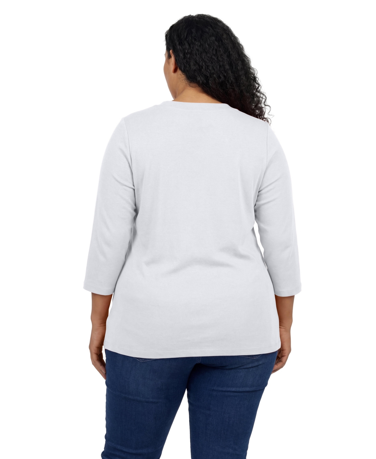 Woman Within Plus Perfect Three-Quarter Sleeve V-Neck Tee