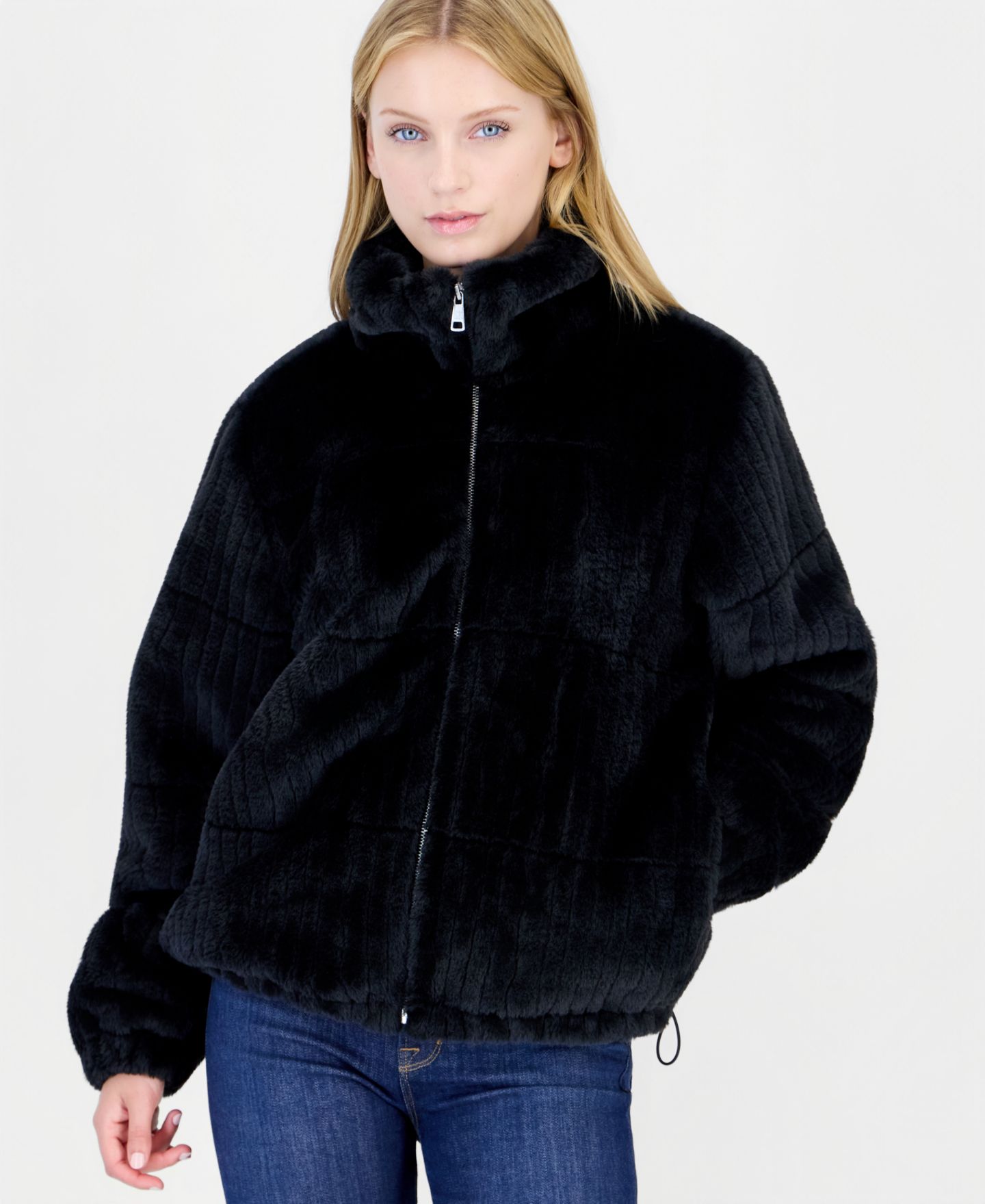 Женская куртка Jou Jou Faux Fur Funnel Neck, цвет: Чёрный — фото 3