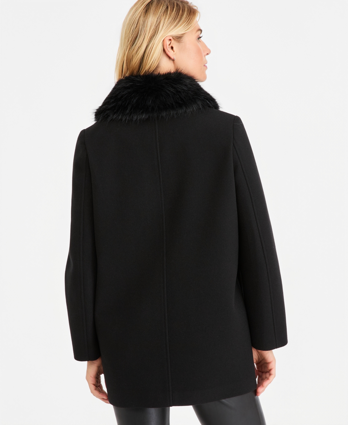 Tahari Women's Faux-Fur-Collar Car Coat, Created for Macy's