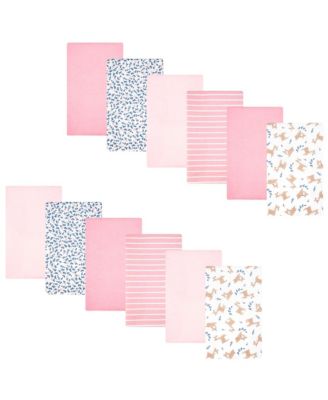 Girl Cotton Poly Flannel Burp Cloths Bundle 12-Pack, Loves Me Deerly, One Size