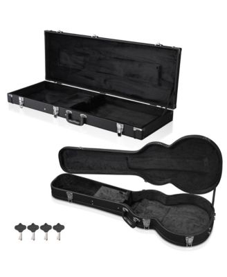 2 Set Electric Guitar Hard Cases Wooden Shell for LP Style and Universal Fit Portable Gig Bag with Lock Studio Travel