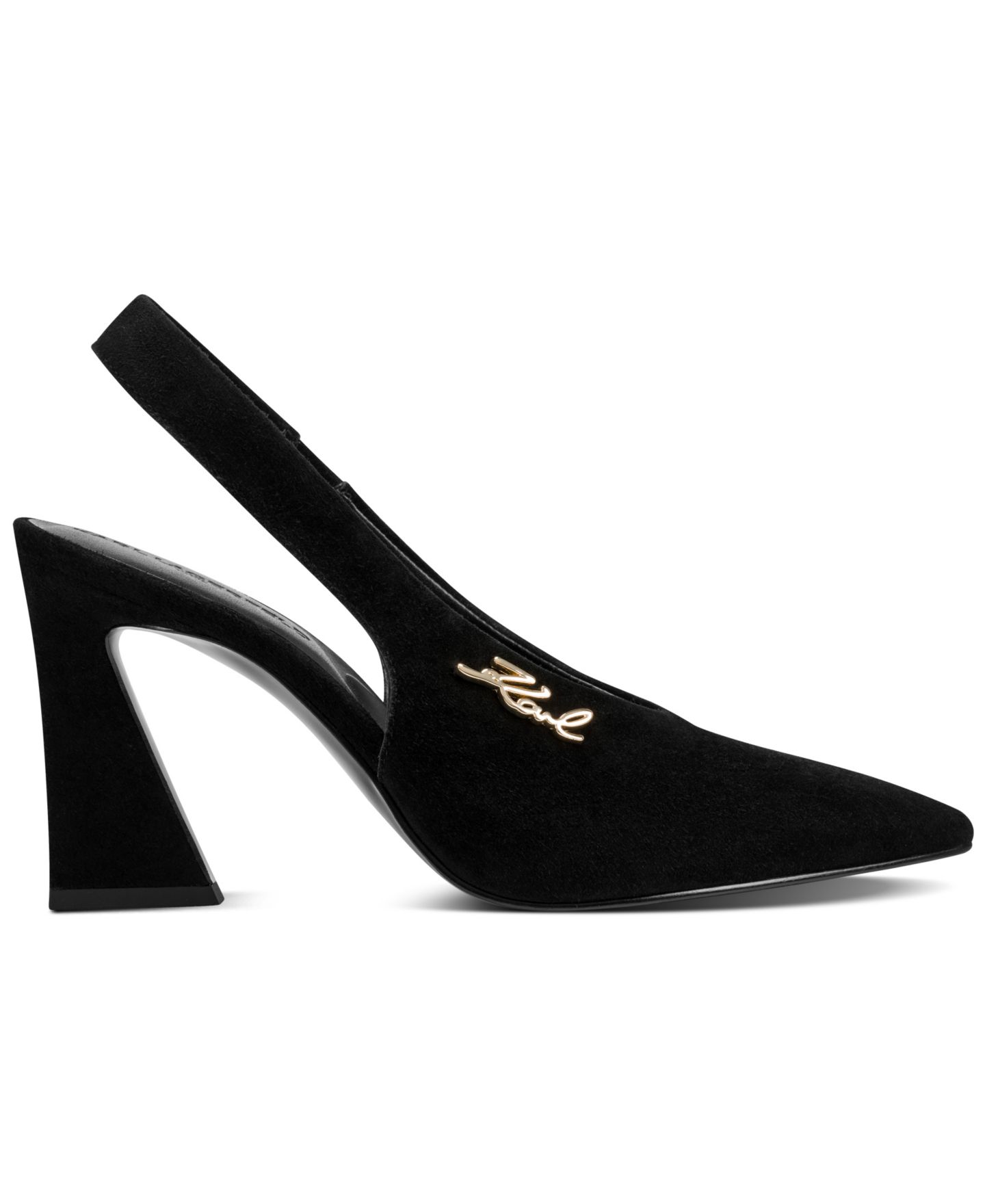 Женские туфли KARL LAGERFELD PARIS Lauryn Slingback Pumps, цвет: Чёрный замшевый — фото 2