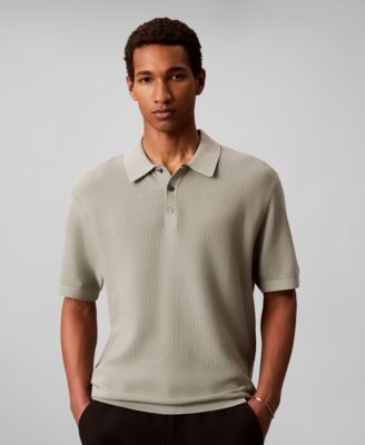 Men's Textured Cotton Short-Sleeve Polo Shirt