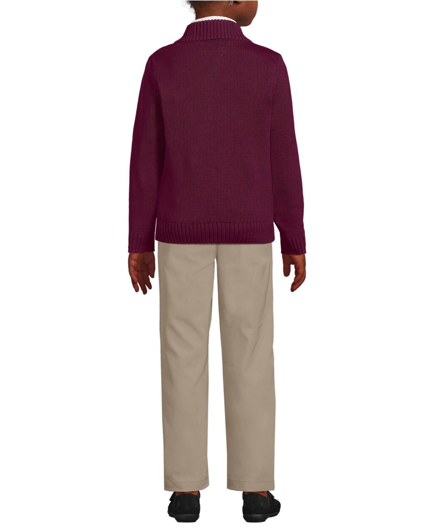 Кардиган Lands' End Legacy Full Zip Cardigan для девочек, цвет: Бордовый — фото 2