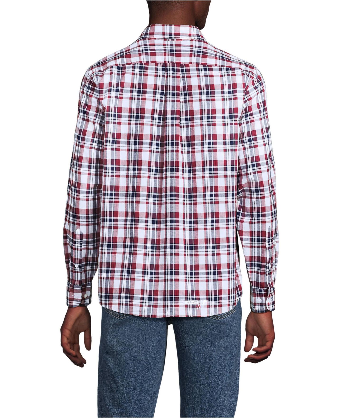 Мужская рубашка Lands' End Long Sleeve Madras, цвет: Бордовый — фото 3