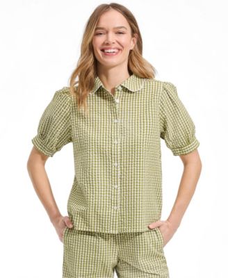 Women's Seersucker Peter Pan Collar Shirt