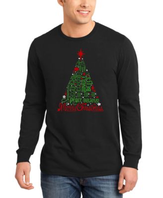 Men's Holiday Christmas Tree Word Art Long-Sleeve T-Shirt