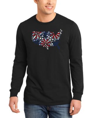 Men's USA Fireworks and Stars Word Art Long-Sleeve T-Shirt