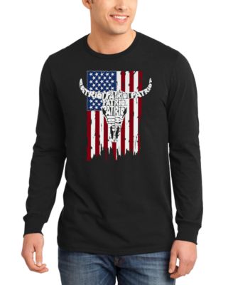 Men's Patriot Cow Skull Word Art Long-Sleeve T-Shirt