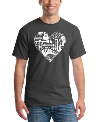 Men's Music Instruments Heart Word Art T-Shirt