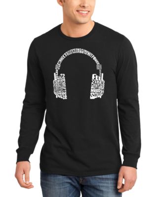 Men's Headphones Word Art Long-Sleeve T-Shirt