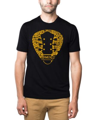 Men's Music Genres Guitar Neck Word Art Cotton/Poly Blend T-Shirt