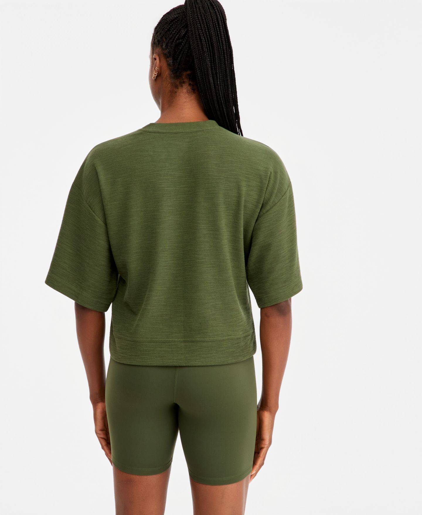 Женский топ ID Ideology Rub Slub Short-Sleeve Top, цвет: Seaweed — фото 3