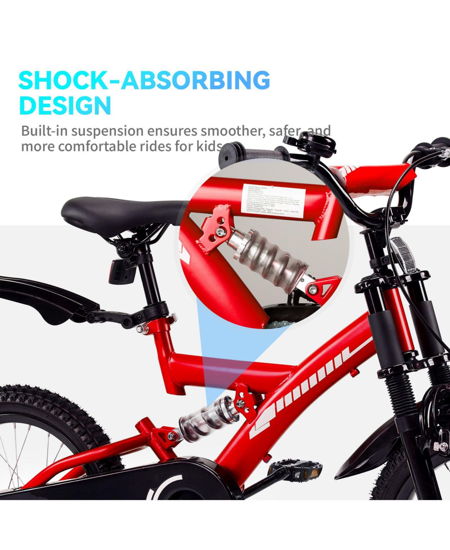 Детская игрушка SUGIFT 18" Kids Bike with Adjustable Seat, Dual Brakes & Training Wheels, Ages 6–9, цвет: Красный — фото 8