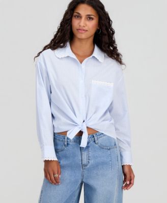 Petite Cotton Gingham Button-Front Shirt