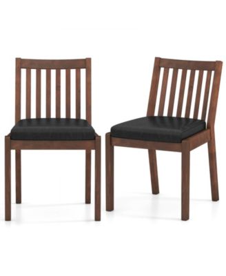 Set of 2 PU Leather Dining Chairs with Padded Cushion Seat