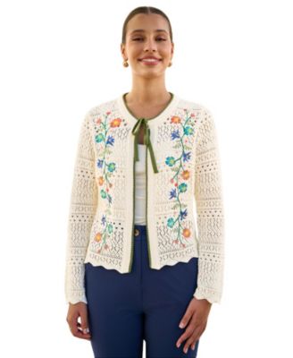 Women's Crochet Knitted Tie Front Cardigan