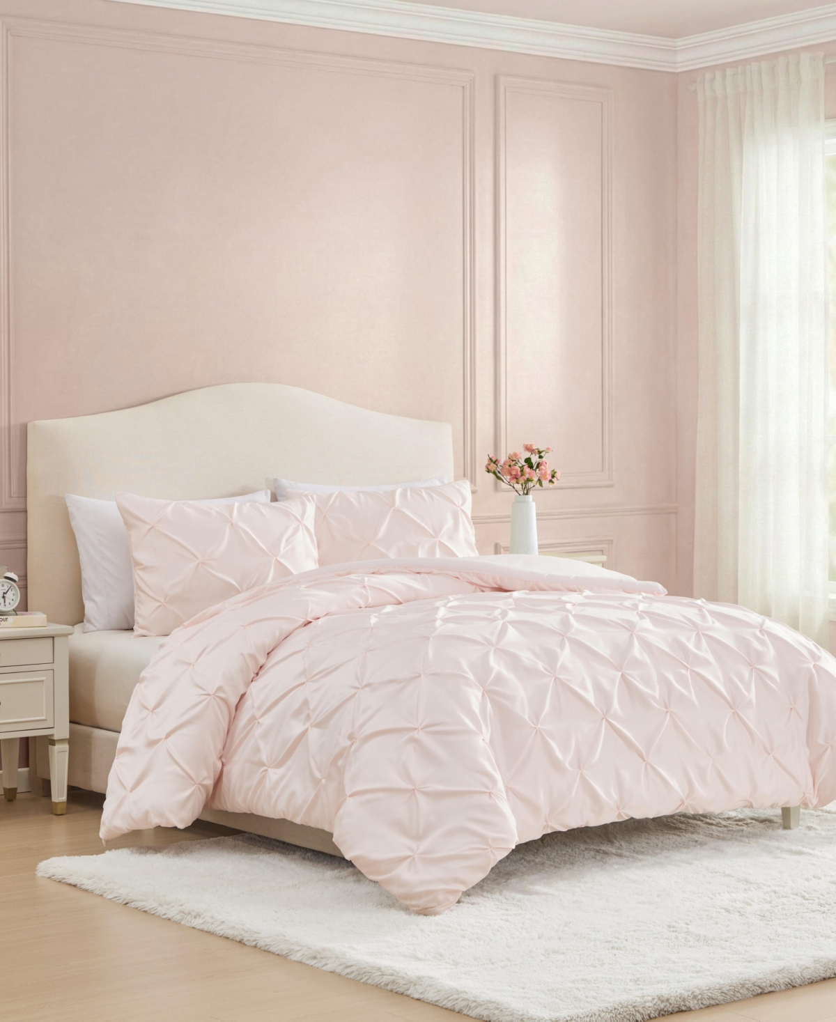 Laura Ashley Pintuck Solid Satin 3-Pc. Comforter Set