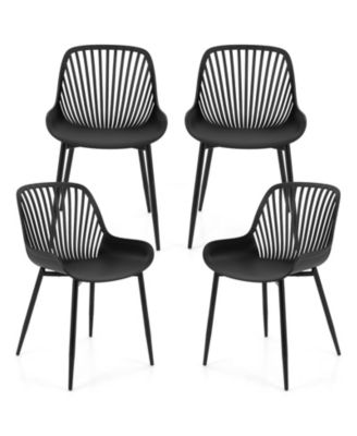 Set of 4 Dining Room Chairs with Metal Legs, Cutout Backrest and Curved Seat for Home Office