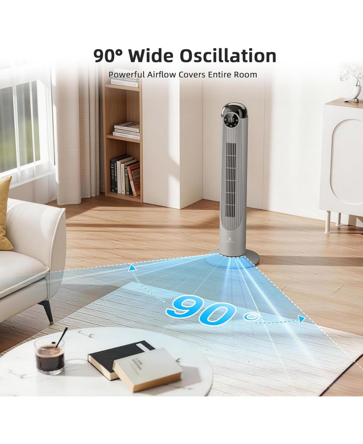 Antarctic Star 36-Inch Quiet Oscillating Tower Fan with Remote and Washable Grille