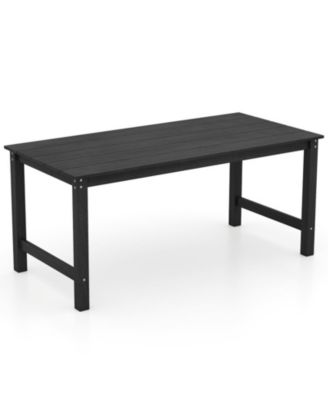 67 in HDPE Outdoor Patio Dining Table for 6 with Wood-Look Top and 1.77 in Umbrella Hole