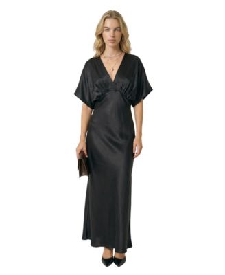 Women's Deep V-Neck Empire Waist Maxi Dress