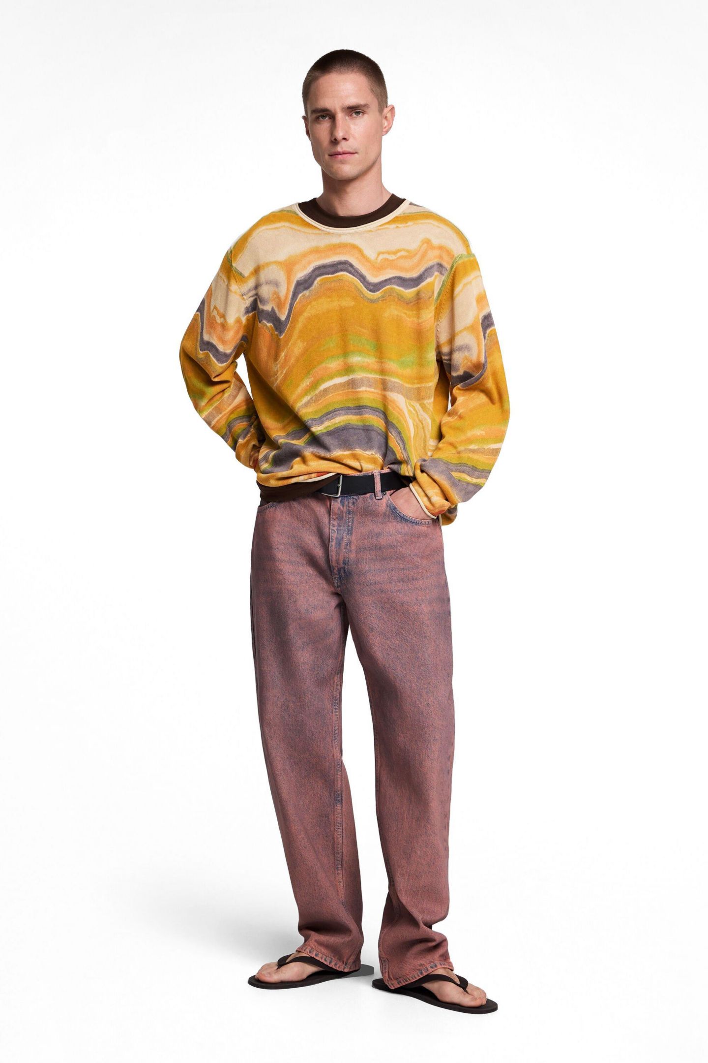 Мужской свитер Desigual Abstract printed, цвет: Жёлтый — фото 2