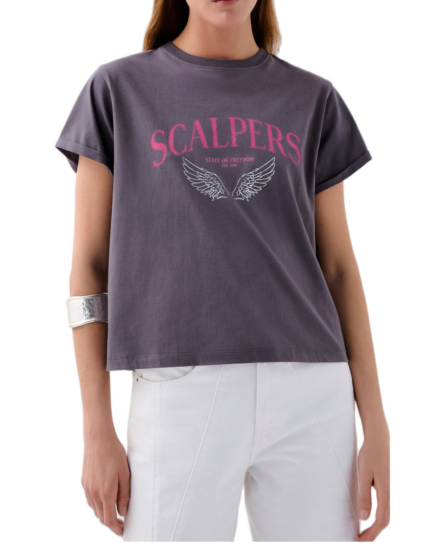 Женская футболка Scalpers Scp Wings, цвет: Серый — фото 1