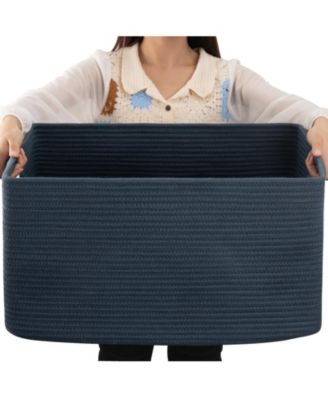 Large Woven Cotton Rope Storage Basket with Handle Gift Basket