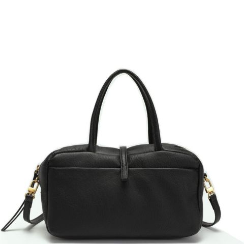 Женская сумка SUSU Madison Soft Pebbled Leather Mini Top Handle Satchel Crossbody Bag Small Structured Camera Handbag, цвет: Чёрный