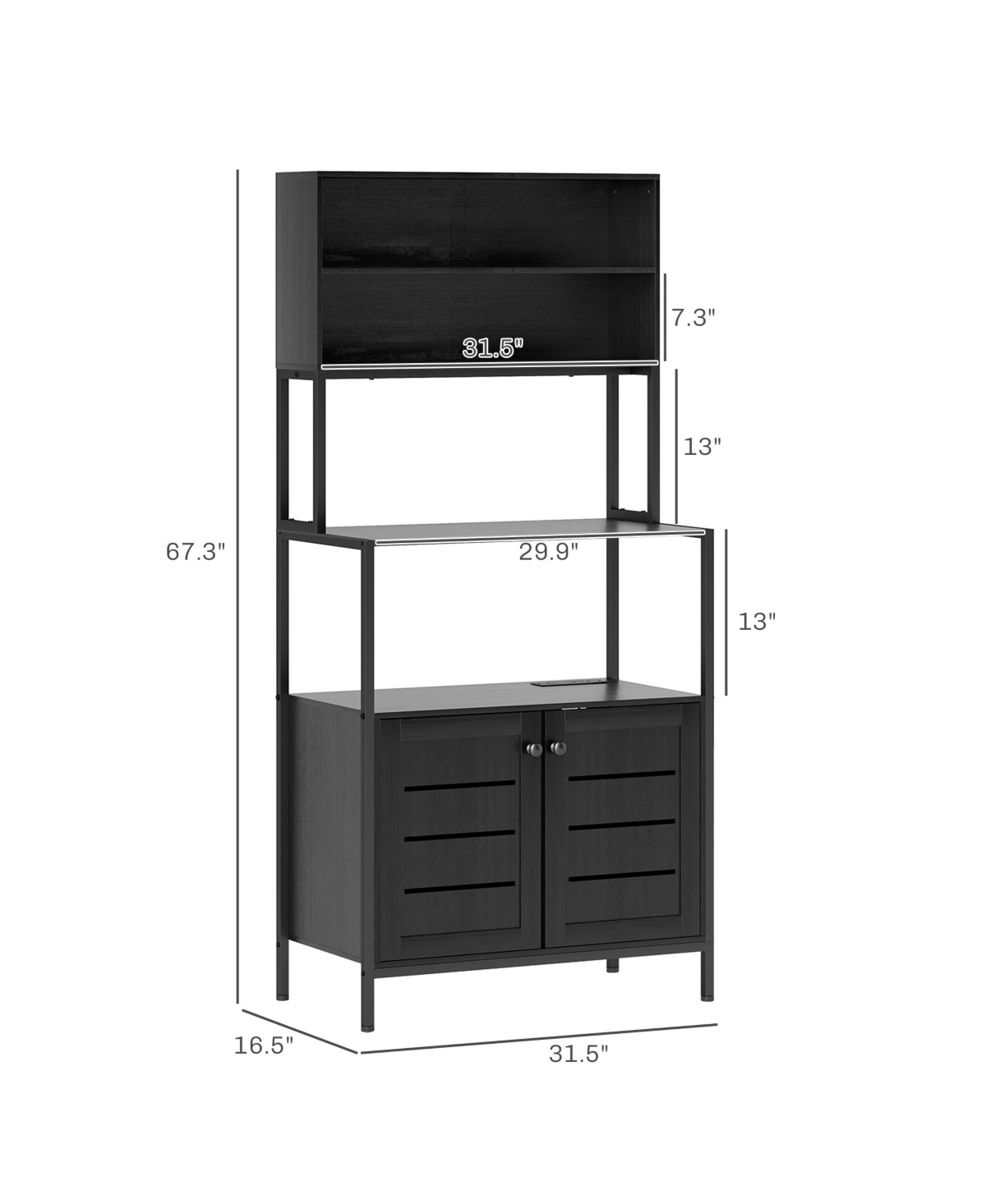 Homcom Baker's Rack, Bar Cabinet with Power Outlet