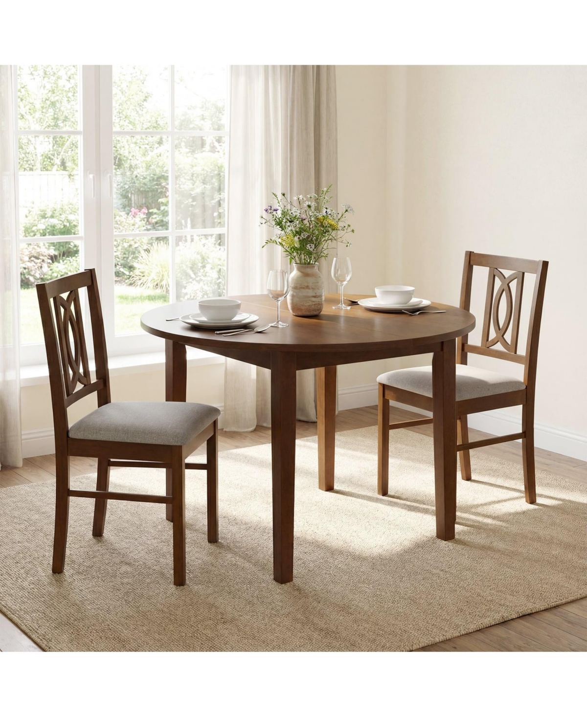 Slickblue Dining Chairs Set of 2 Wood Frame with Hollow Back Design