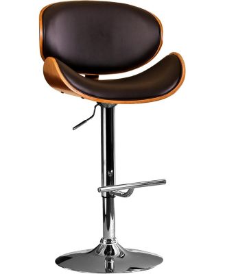 Walnut Bentwood Adjustable Swivel Bar Stool, 36-44" Height