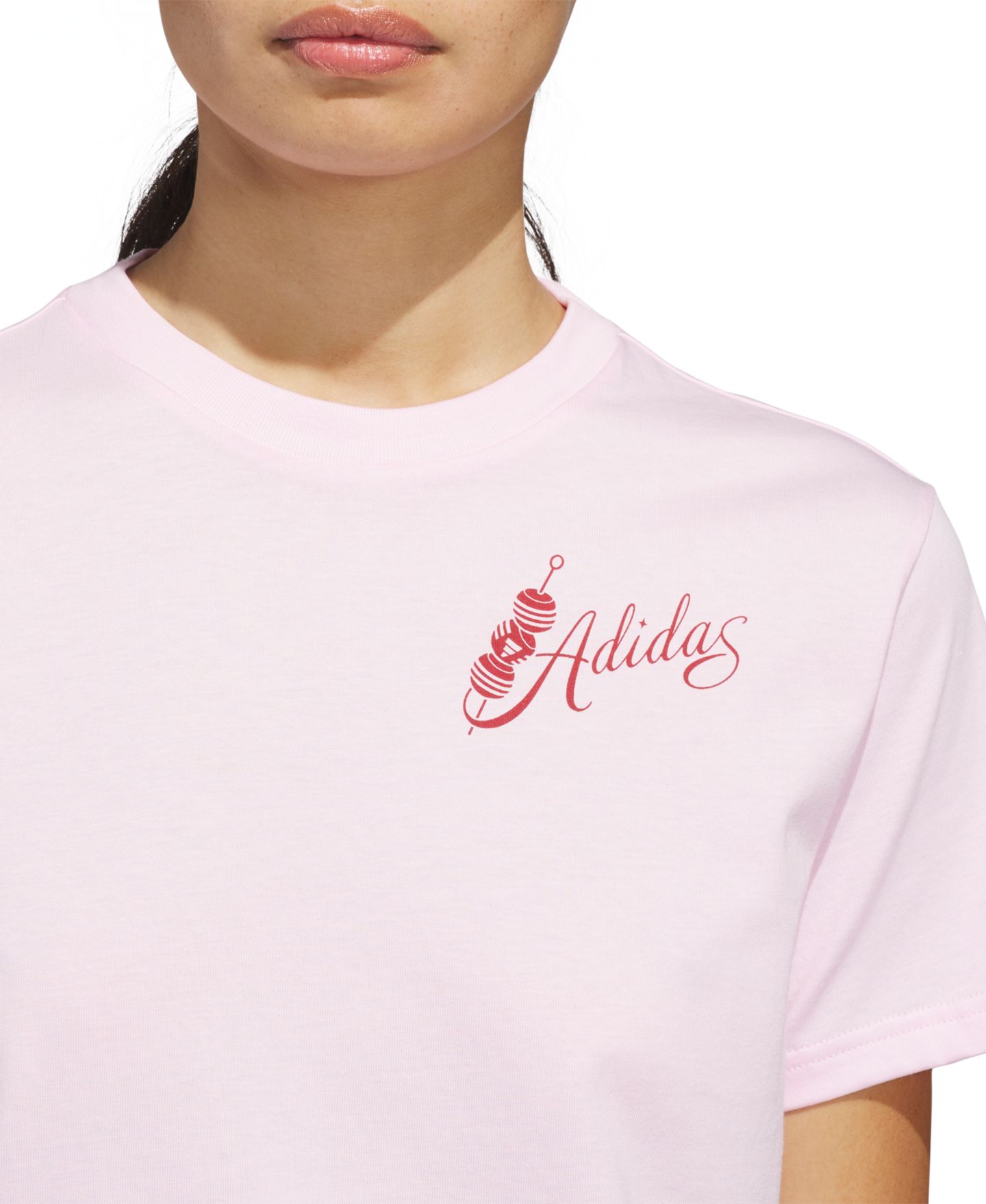 Женская футболка adidas Crewneck Cotton, цвет: Розовый — фото 3