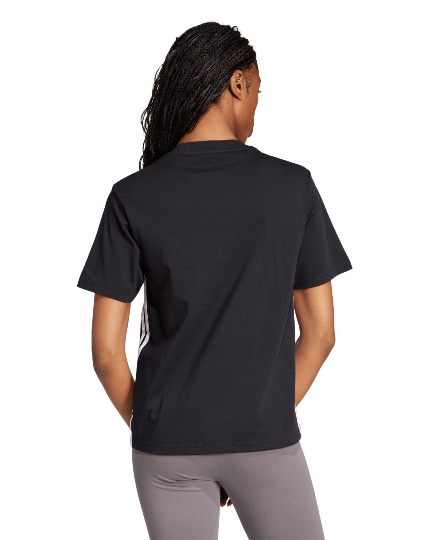 Женская футболка adidas Essentials 3-Stripes Cotton, цвет: Чёрный / Белый — фото 9