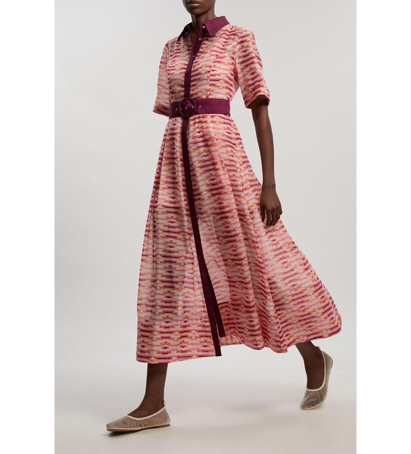 Женское платье Karen Millen Short Sleeve Midi Shirt Dress, цвет: Разноцветный — фото 6
