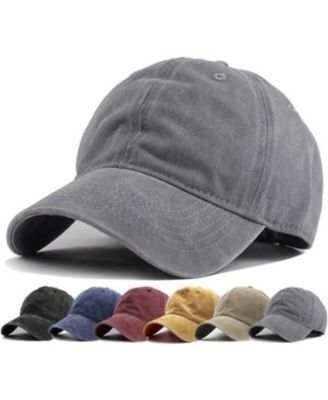 Washed Distressed Twill Cotton Baseball Cap - Vintage Adjustable Dad Hat for Men Women