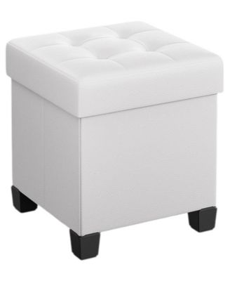 Modern Faux Leather Storage Ottoman Cube Seat with Legs