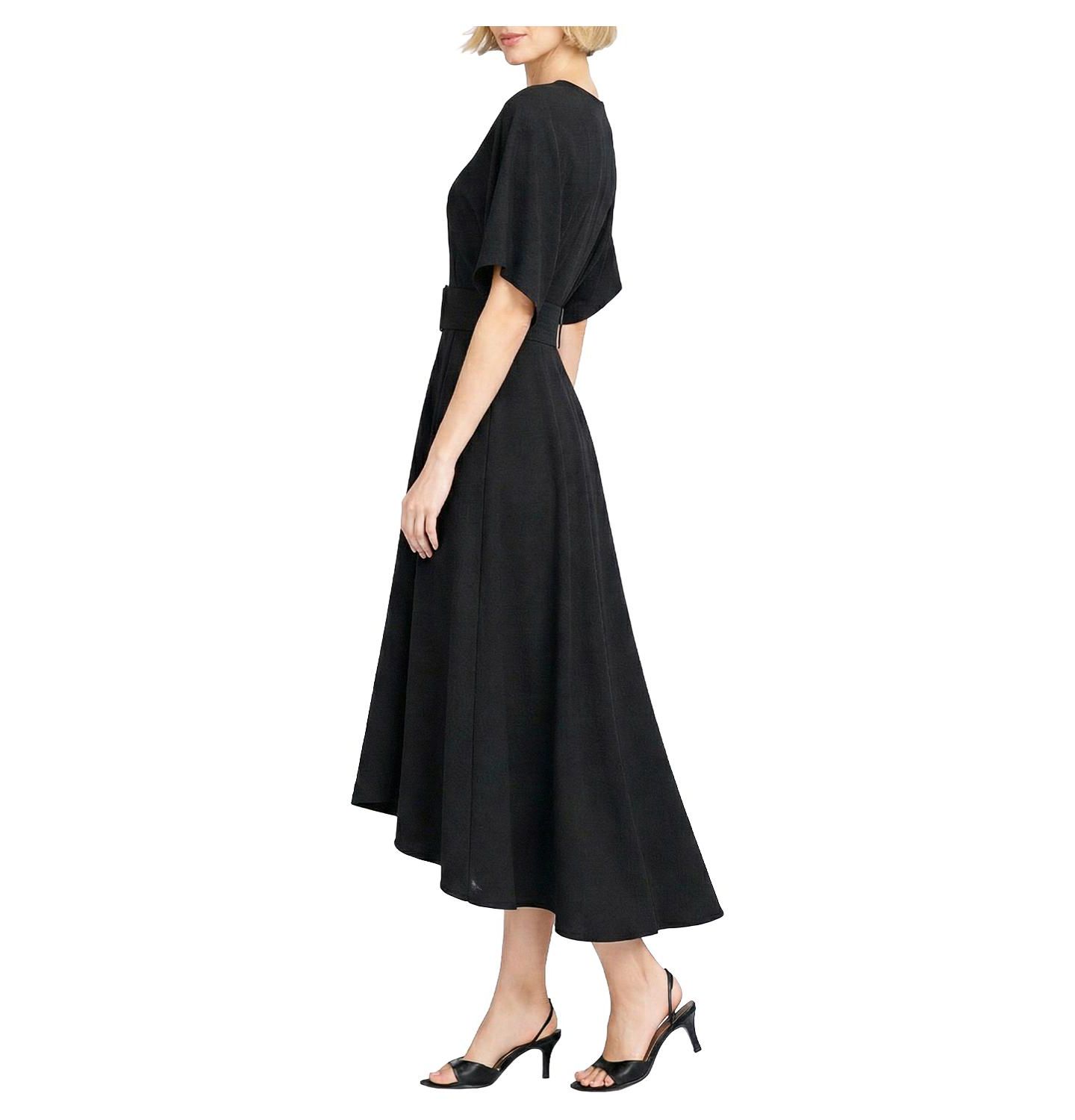 Женское платье ELLE Collection Belted Midi, цвет: Чёрный — фото 2