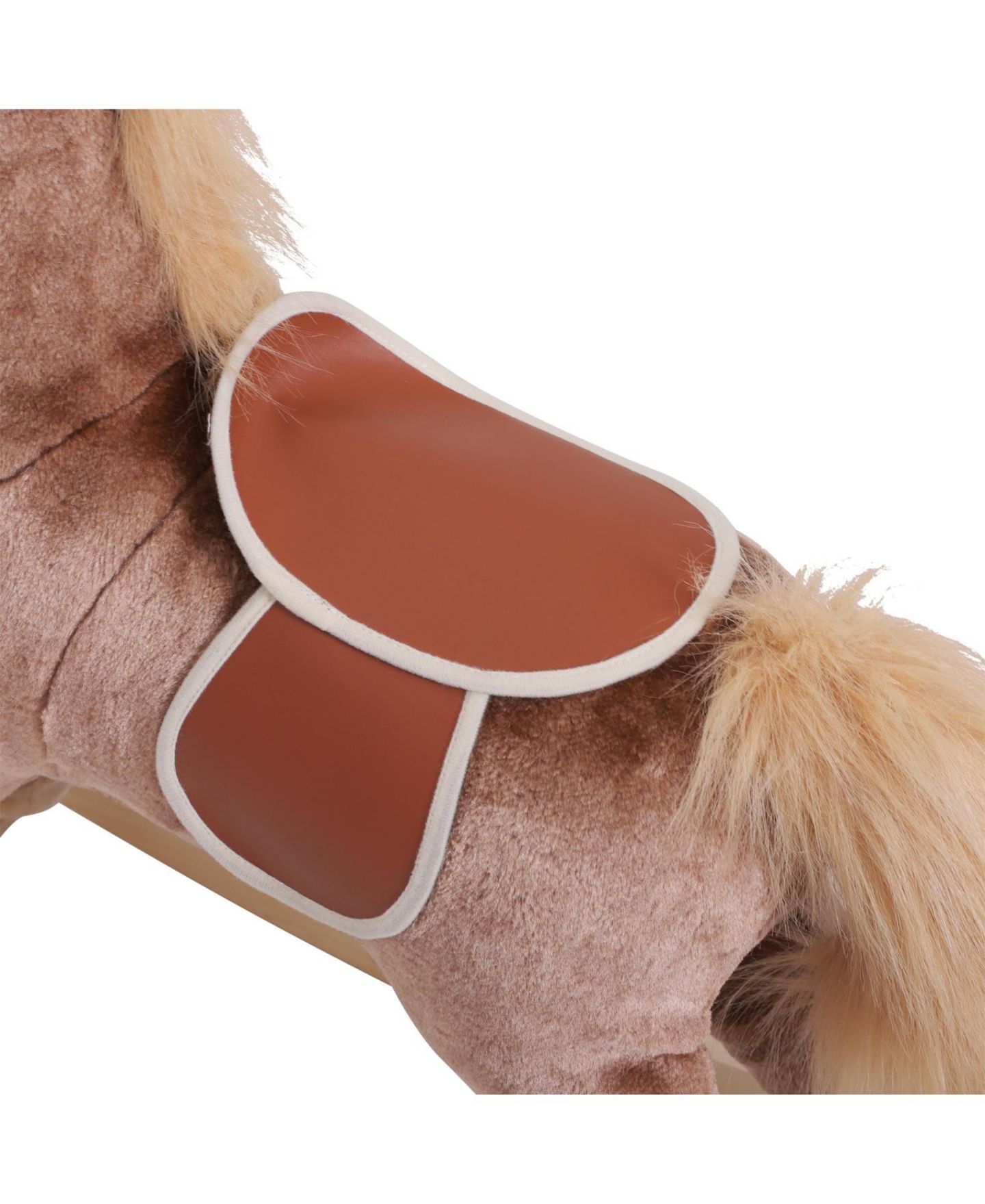 Детская мягкая игрушка Qaba Kids Rocking Horse, Plush Toddler Rocker, Wooden Base Ride On Toy — фото 5