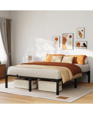 Heavy Duty Metal Bed Frame - 6 Inch High Platform, Reinforced Iron Slats and Legs, 800 lbs Capacity, Tool-Complimentary Assembly, Noise-Free