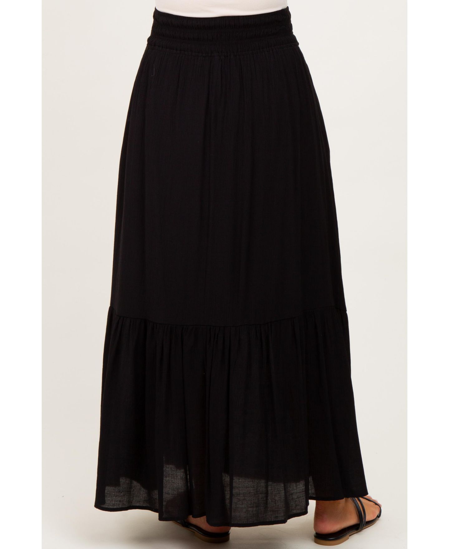 Женская юбка Pinkblush Black Smocked Waist Button Accent Maxi, цвет: Чёрный — фото 4