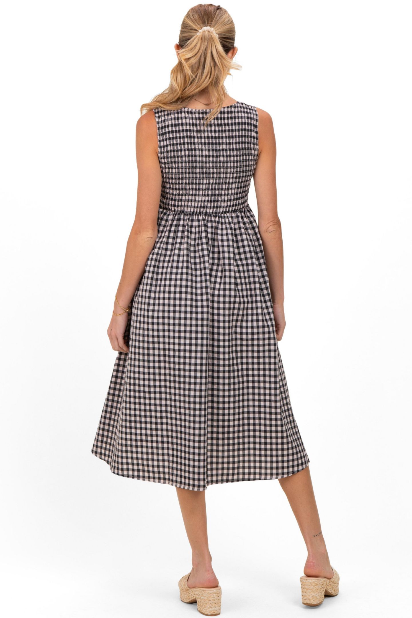 Женское платье Pinkblush Red Gingham Smocked Sleeveless Midi, цвет: Чёрный — фото 3