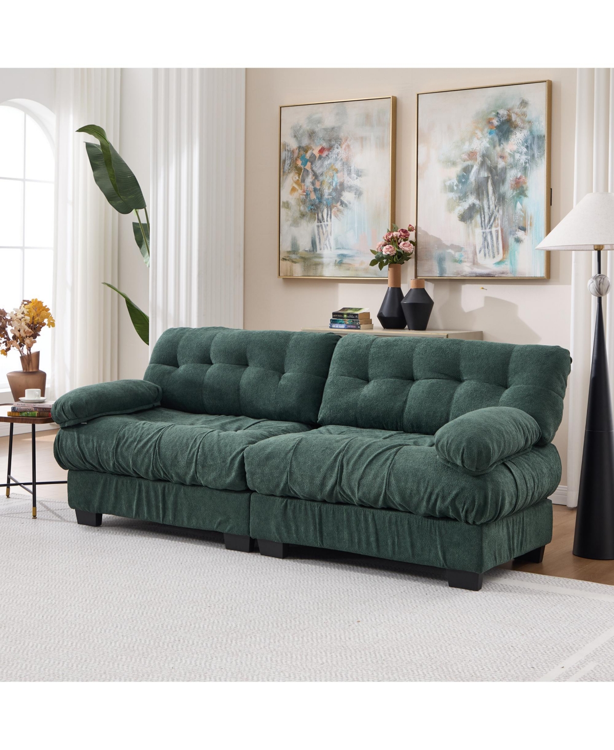 Rainsken 88" Cloud Loveseat Sofa, Modular Sectional Modern Oversized Sleeper Couch with Armrests and Pillows, Deep 2-Seat for Living Room