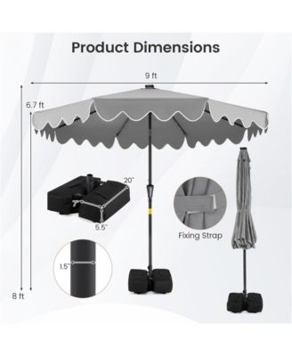  Outdoor Patio Umbrella with Solar LED Lights and Weighted
