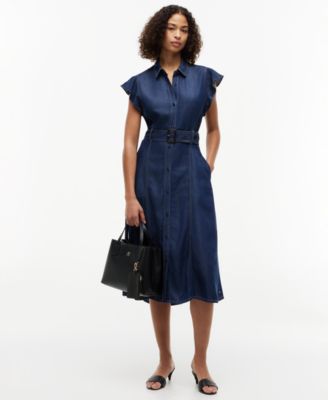 Women's Collar Short-Sleeve Midi Dress